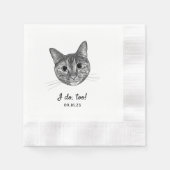 Tabby Cat Hand Zeichnend Personalisiert I Do Serviette (Vorderseite)