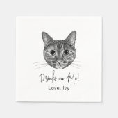 Tabby Cat Hand Zeichnend Personalisiert Serviette (Vorderseite)