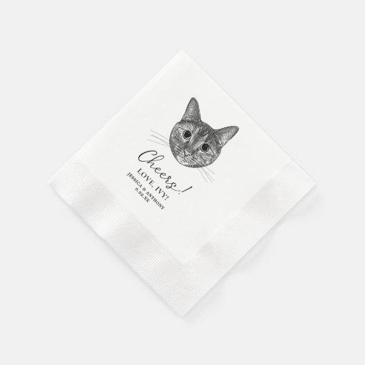 Tabby Cat Hand Zeichnend Personalisierte Chefs Serviette (Ecke)