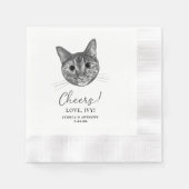 Tabby Cat Hand Zeichnend Personalisierte Chefs Serviette (Vorderseite)