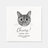 Tabby Cat Hand Zeichnend Personalisierte Chefs Serviette (Vorderseite)