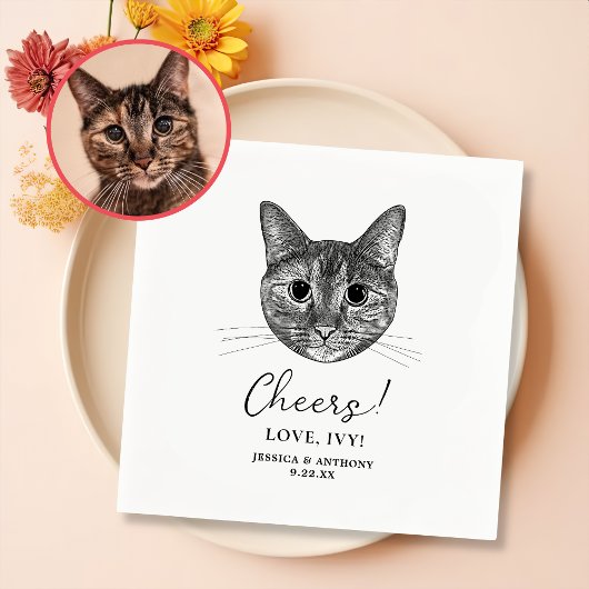 Tabby Cat Hand Zeichnend Personalisierte Chefs Serviette