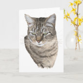Tabby Cat Head Stueting Karte (Gelbe Blume)