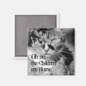 Tabby Cat Hiding "Oh nein, die Kinder sind Zuhause Magnet (Vorderseite/Rückseite)