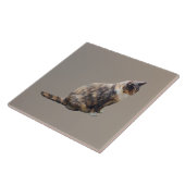 Tabby Cat in Brauntönen Fliese (Seite)