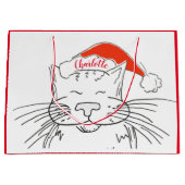 Tabby cat in der Weihnachtsmannmütze Weihnachten Große Geschenktüte (Vorderseite)