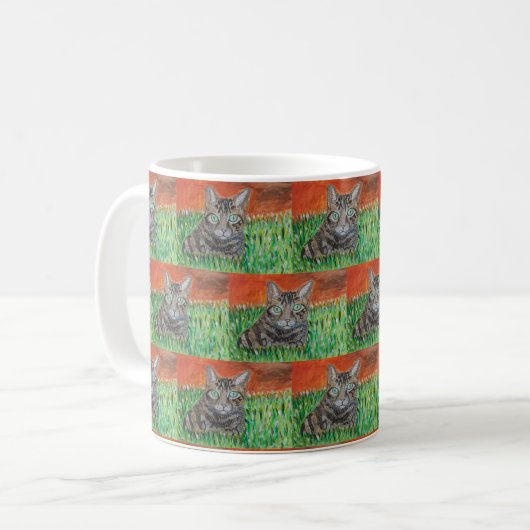 Tabby cat in nature kaffeetasse (Vorderseite Links)