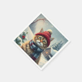 Tabby Cat in Preppy Winter Attraktion und Hat Wint Serviette (Ecke)