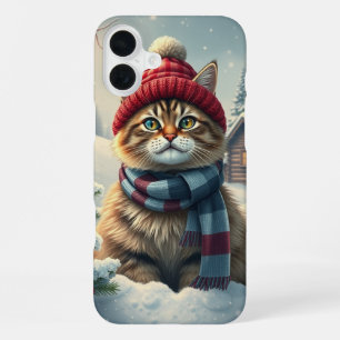 Tabby Cat in Preppy Winter Attraktion und Hut iPhone 16 Plus Hülle