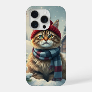 Tabby Cat in Preppy Winter Attraktion und Hut iPhone 15 Pro Hülle