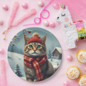 Tabby Cat in Preppy Winter Attraktion und Hut Pappteller (Party)