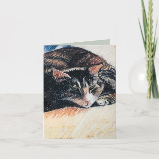 Tabby Cat individuell anpassbare Note Card, grün Karte (Vorderseite)