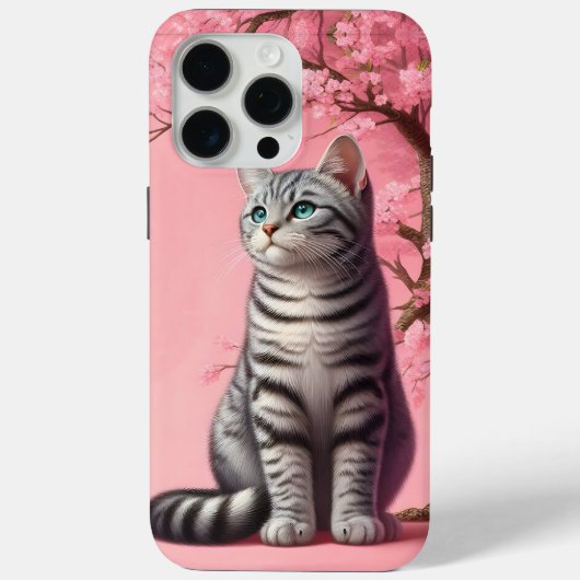 Tabby Cat Japanese Cherry Blossom Blume Kitten Case-Mate iPhone Hülle (Rückseite)