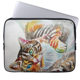 Tabby Cat Katzen Haustier Kunst Wasserfarbe Damen Laptopschutzhülle