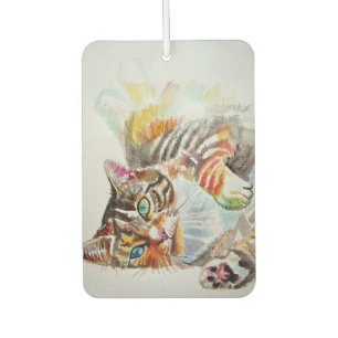 Tabby Cat Katzen Haustier Kunst Wasserfarbe Ladys Autolufterfrischer