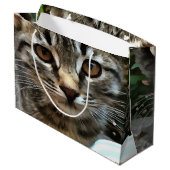 Tabby Cat Kitten Augenkontakt Große Geschenktüte (Rückseite Schrägansicht)