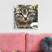 Tabby Cat Kitten Augenkontakt Leinwanddruck (Insitu (Wohnzimmer))