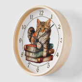Tabby Cat Kitten on Vintag Books Uhr (Winkel)