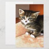 Tabby Cat Kitten Pet Portrait Briefpapier (Vorne/Hinten)