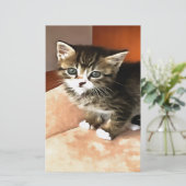 Tabby Cat Kitten Pet Portrait Briefpapier (Stehend Vorderseite)