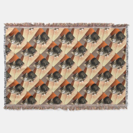 Tabby Cat Kitten Pet Portrait Decke (Vorderseite)