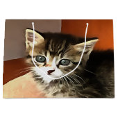 Tabby Cat Kitten Pet Portrait Große Geschenktüte (Vorderseite)