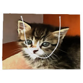 Tabby Cat Kitten Pet Portrait Große Geschenktüte (Rückseite)