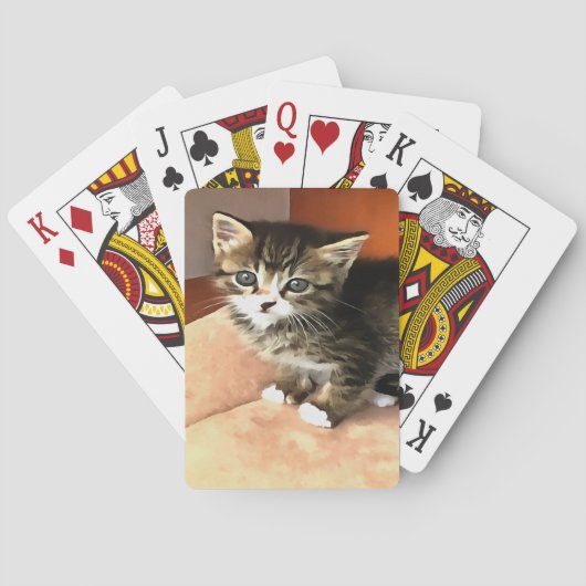 Tabby Cat Kitten Pet Portrait Spielkarten (Rückseite)