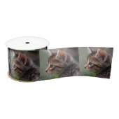 Tabby cat kitten Portrait 3" Satinband (Spule)