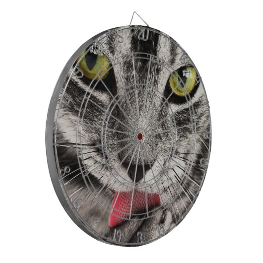 Tabby Cat Licking Paw Dartscheibe (Vorderseite Links)