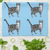 Tabby Cat Light Blue Teetuch Geschirrtuch (Gefaltet)