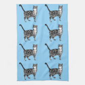 Tabby Cat Light Blue Teetuch Geschirrtuch (Vertikal)