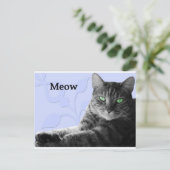 Tabby Cat Meow Postkarte (Stehend Vorderseite)
