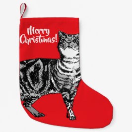 Tabby Cat Merry Cats Red Christmas Strumpf Kleiner Weihnachtsstrumpf