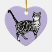 Tabby Cat Merry Catsmus lilac Weihnachtsdekoration Keramik Ornament (Vorne)