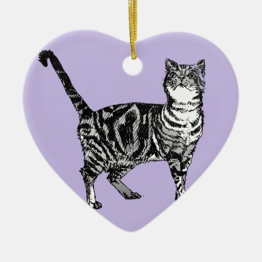 Tabby Cat Merry Catsmus lilac Weihnachtsdekoration Keramik Ornament (Vorne)
