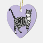 Tabby Cat Merry Catsmus lilac Weihnachtsdekoration Keramik Ornament (Links)