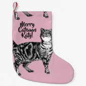 Tabby Cat Merry Catsmus Pink Christmas Stocking Kleiner Weihnachtsstrumpf (Vorderseite)