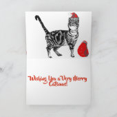 Tabby Cat Merry Catsmus Red Christmas Card Karte (Innenseite)