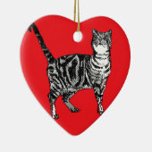 Tabby Cat Merry Catsmus Red Christmas Decoration Keramik Ornament (Rechts)