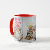 Tabby Cat Merry Catsmus Red Christmas Tasse (Vorderseite Links)