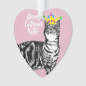 Tabby Cat Merry Catsmus Rosa Weihnachtsdekoration Ornament (Vorderseite)