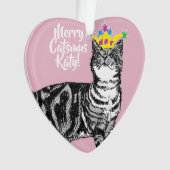 Tabby Cat Merry Catsmus Rosa Weihnachtsdekoration Ornament (Vorderseite)