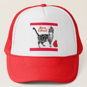 Tabby Cat Merry Christmas Catsmus Red Funny Cats Truckerkappe