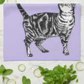 Tabby Cat Merry Christmas Purple Lavender Pastel Geschirrtuch (Gefaltet)