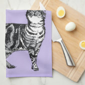 Tabby Cat Merry Christmas Purple Lavender Pastel Geschirrtuch (Viertel Falte)