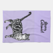 Tabby Cat Merry Christmas Purple Lavender Pastel Geschirrtuch (Horizontal)
