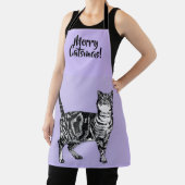 Tabby Cat Merry Christmas Purple lavender Stocking Schürze (InSitu)