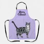 Tabby Cat Merry Christmas Purple lavender Stocking Schürze (Vorderseite)