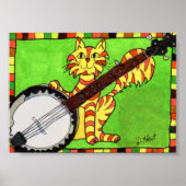 Tabby Cat mit Banjo Mini Folk Poster (Vorne)